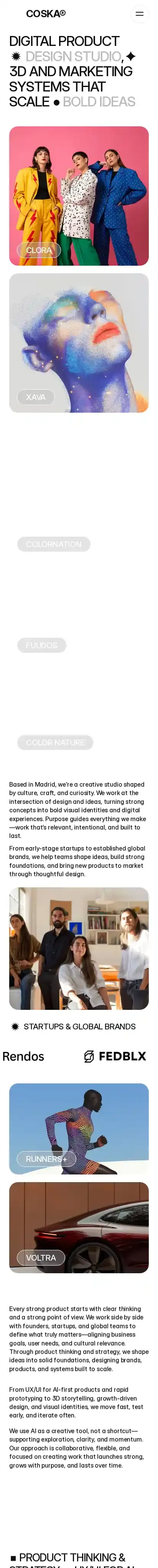 Coska home page on mobile
