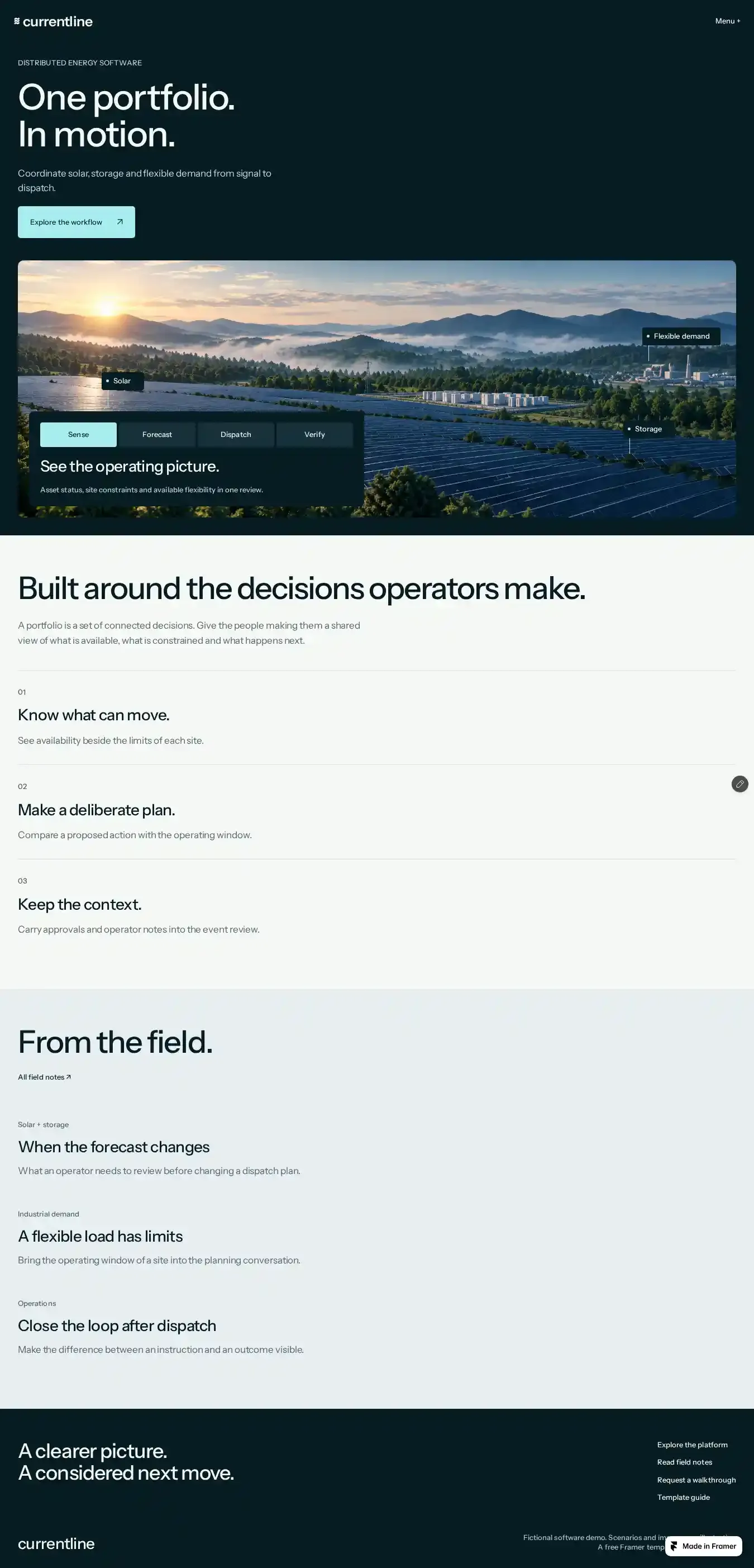 Currentline home page on desktop
