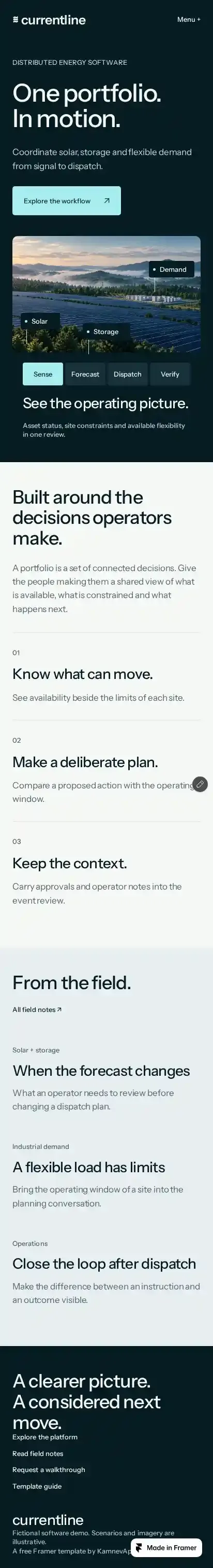 Currentline home page on mobile