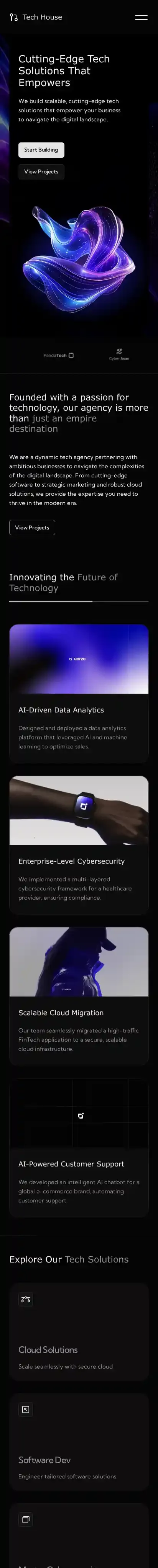 CybTech House home page on mobile