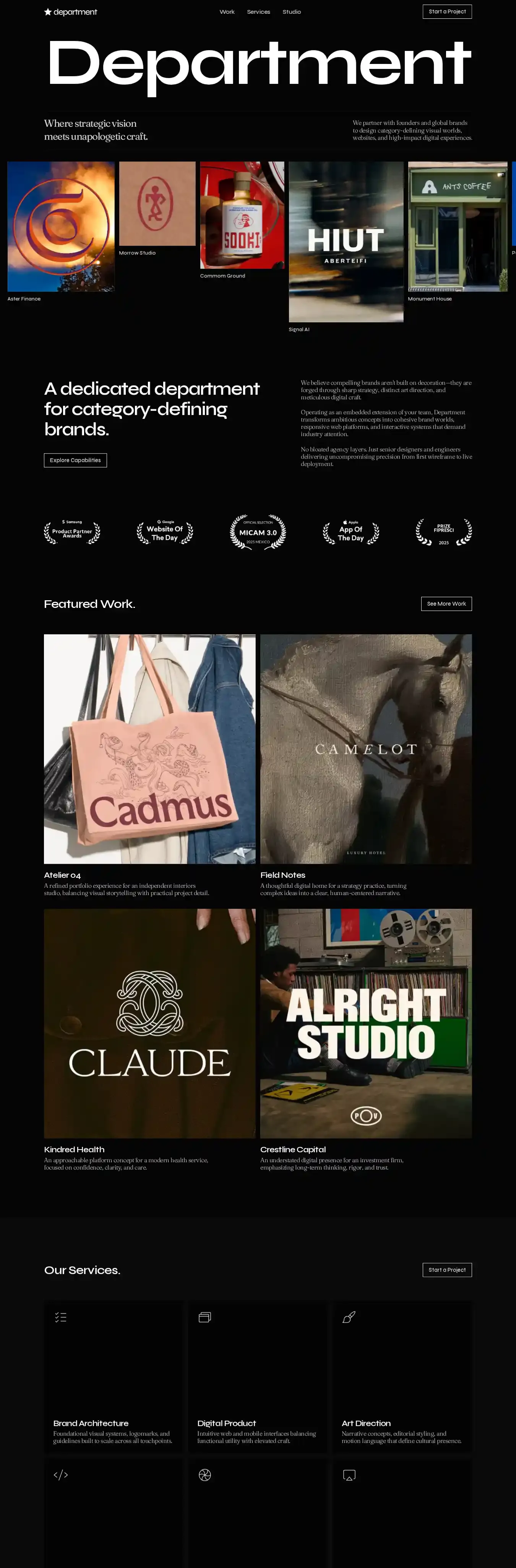 Department home page on desktop
