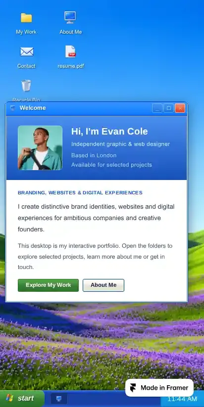 Deskfolio XP home page on mobile
