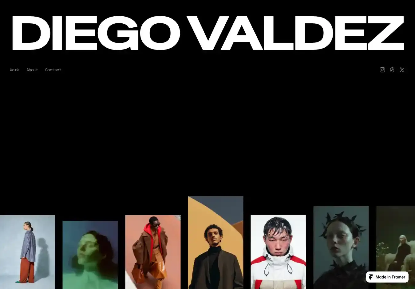 Diego Valdez home page on desktop