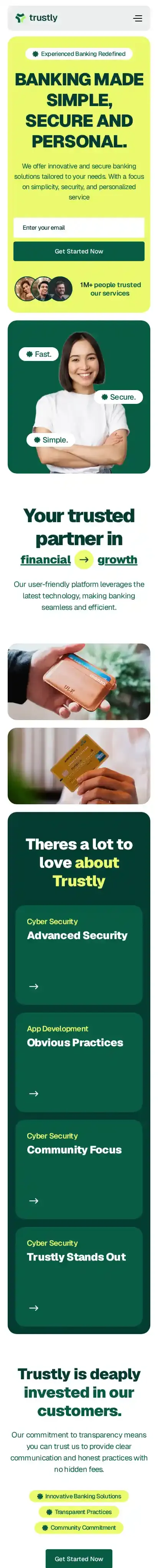 Digital Banking home page on mobile