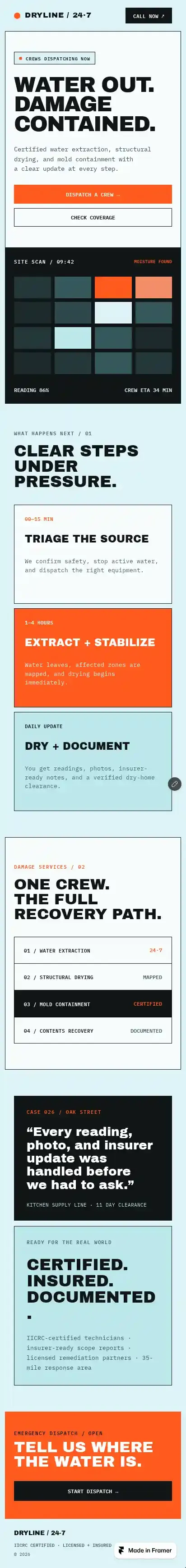 Dryline home page on mobile