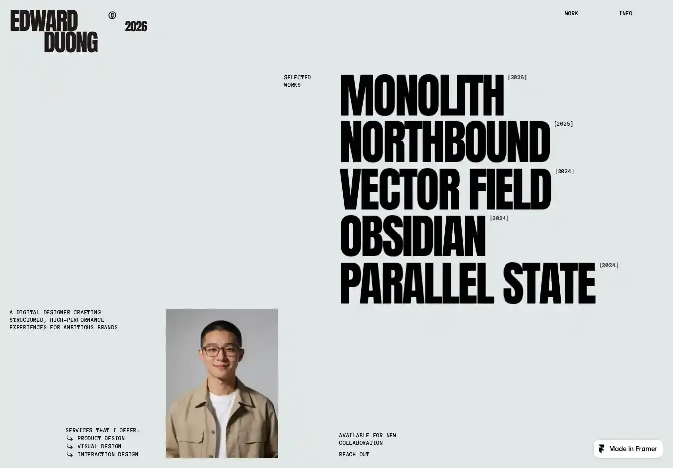 Edward Duong home page on desktop