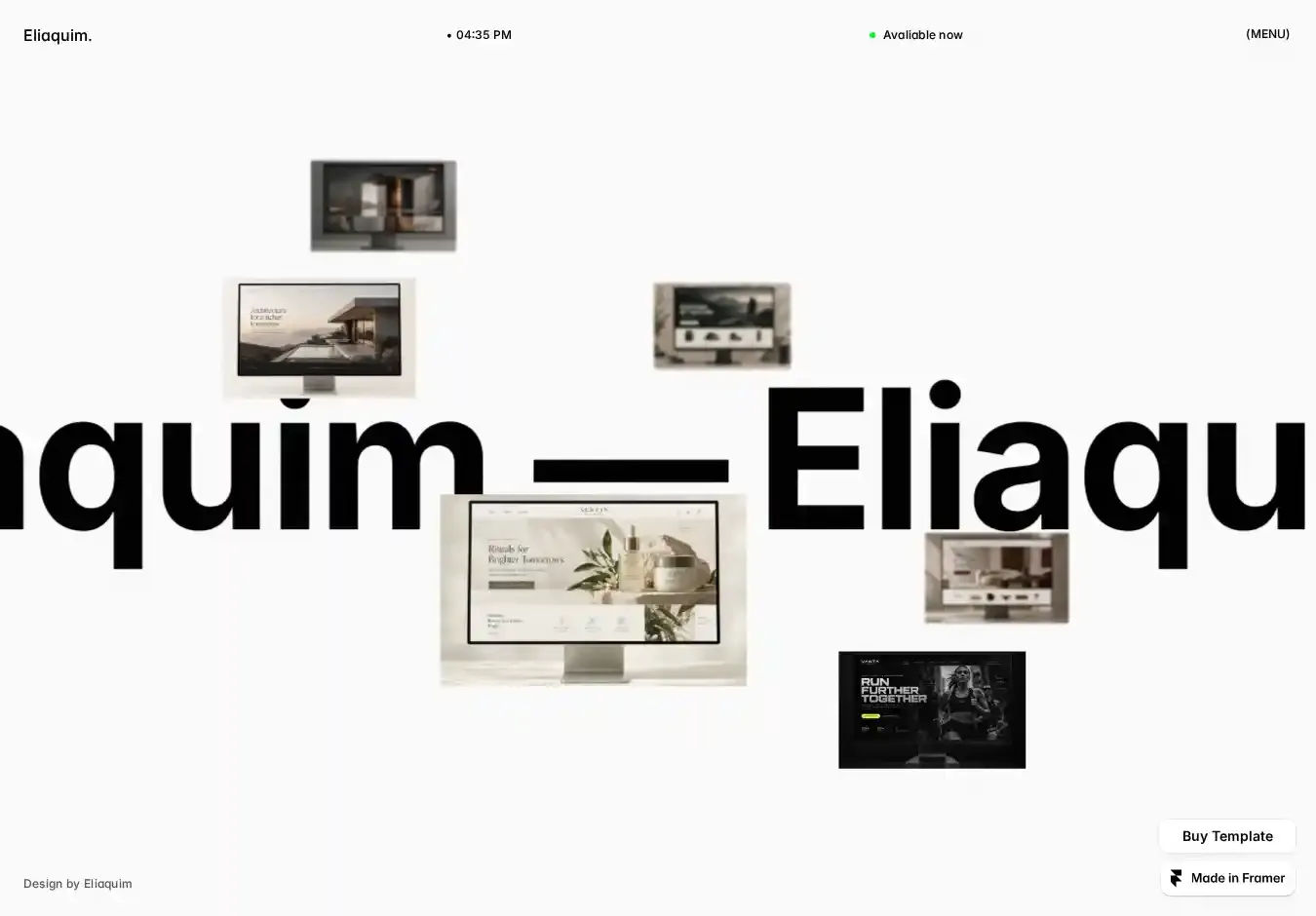 Eliaquim home page on desktop
