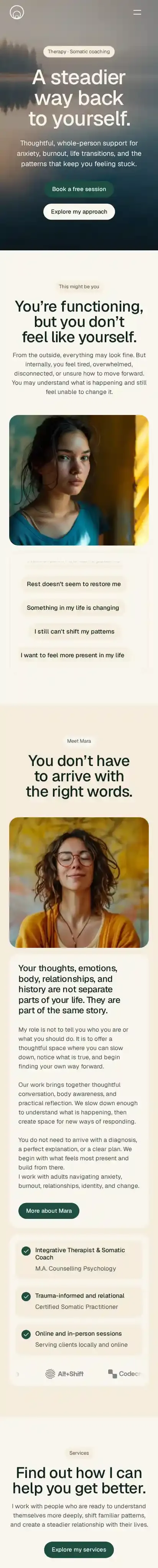 Elowra home page on mobile