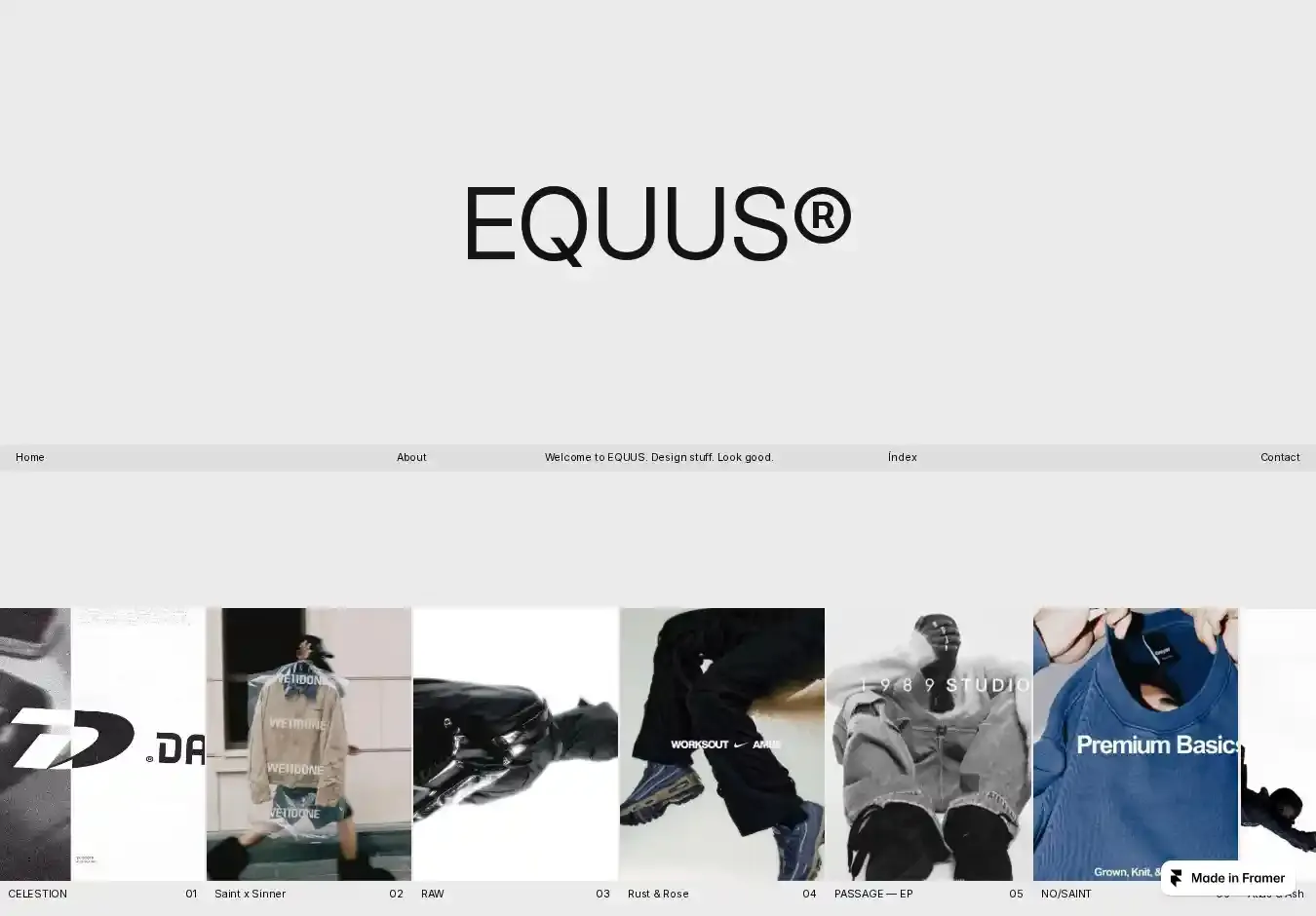 EQUUS home page on desktop