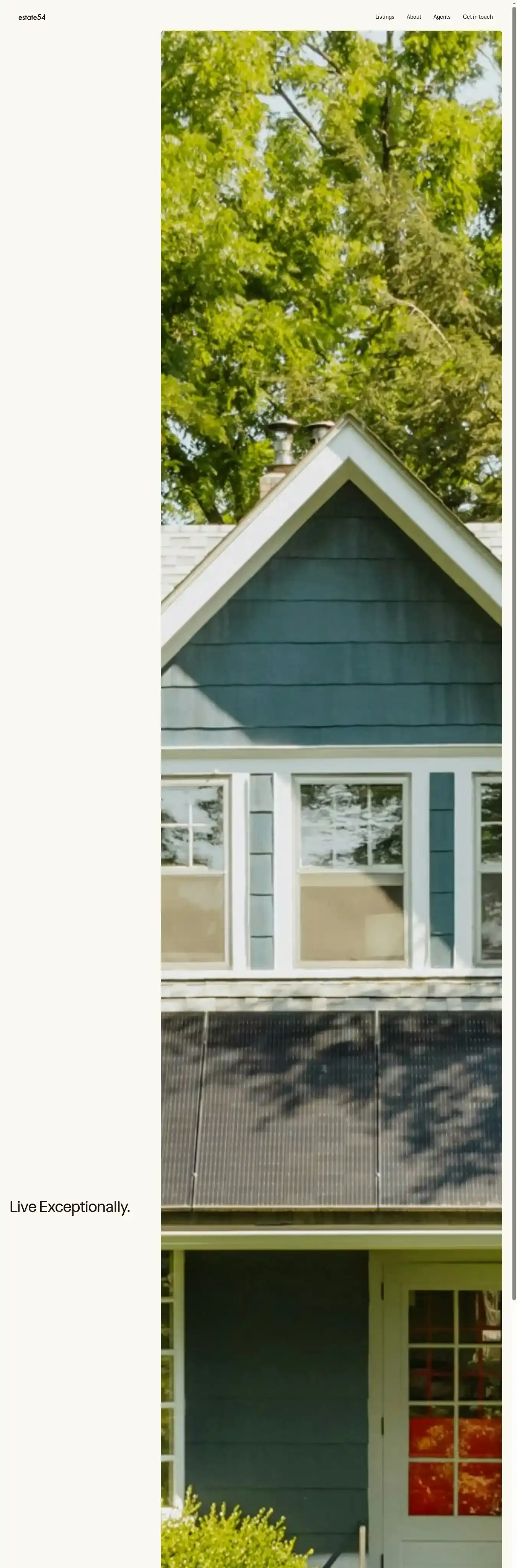 Estate54 home page on desktop