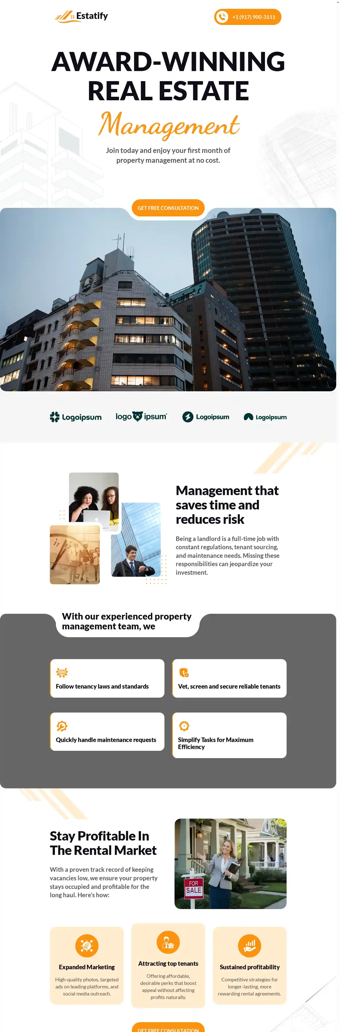 Estatify home page on desktop