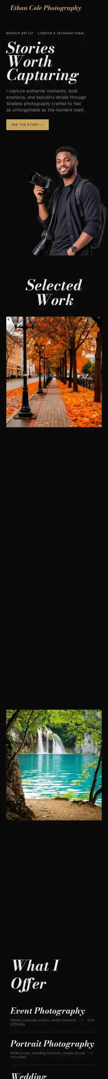 Ethan Cole home page on mobile