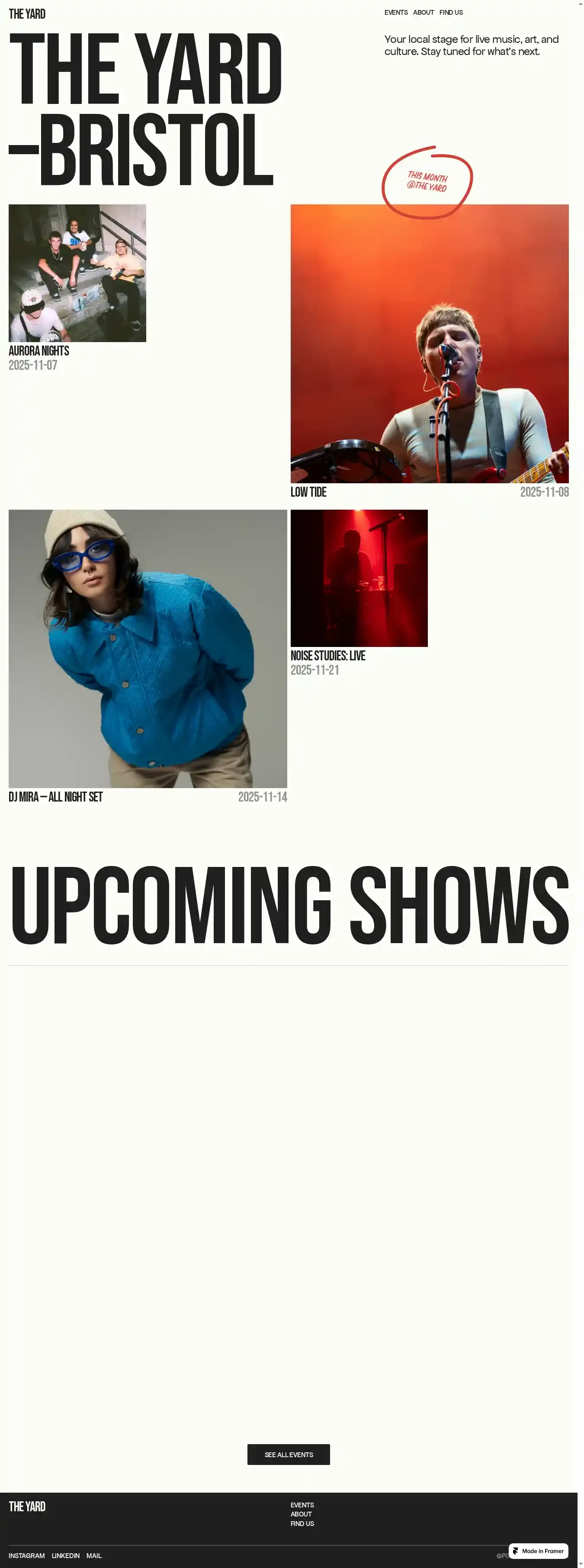 Event Cal home page on desktop