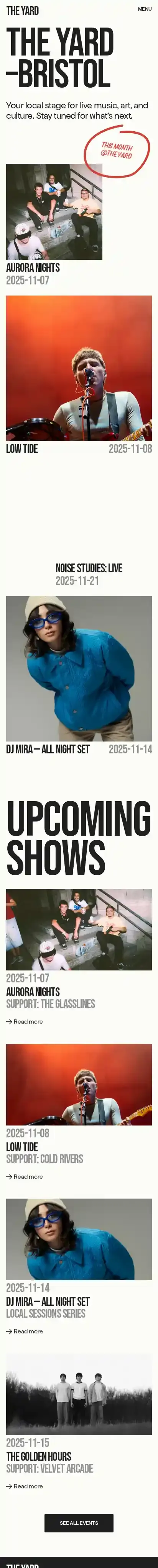 Event Cal home page on mobile