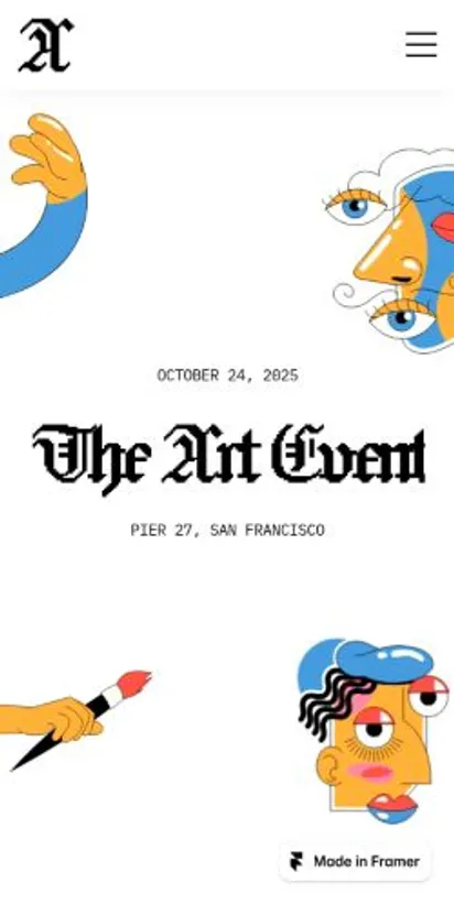 Eventart home page on mobile