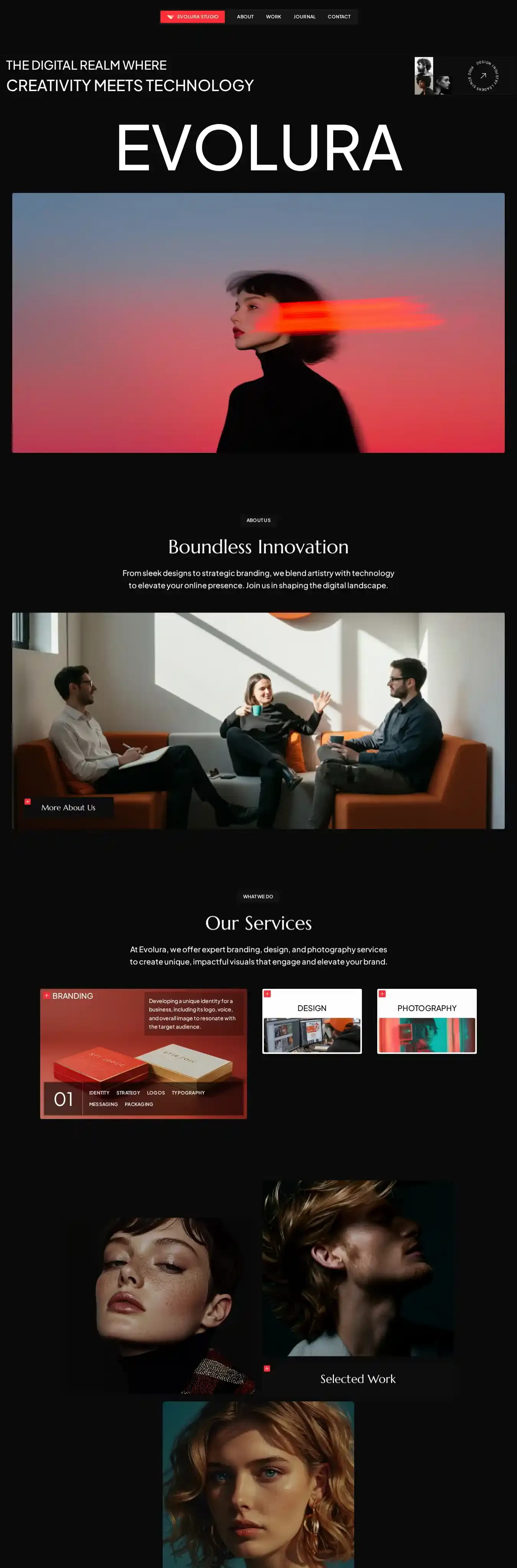 Evolura home page on desktop