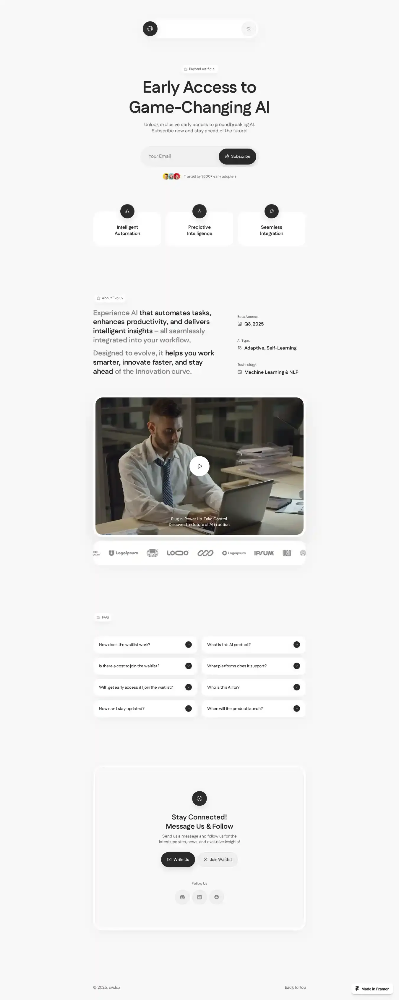 Evolux home page on desktop