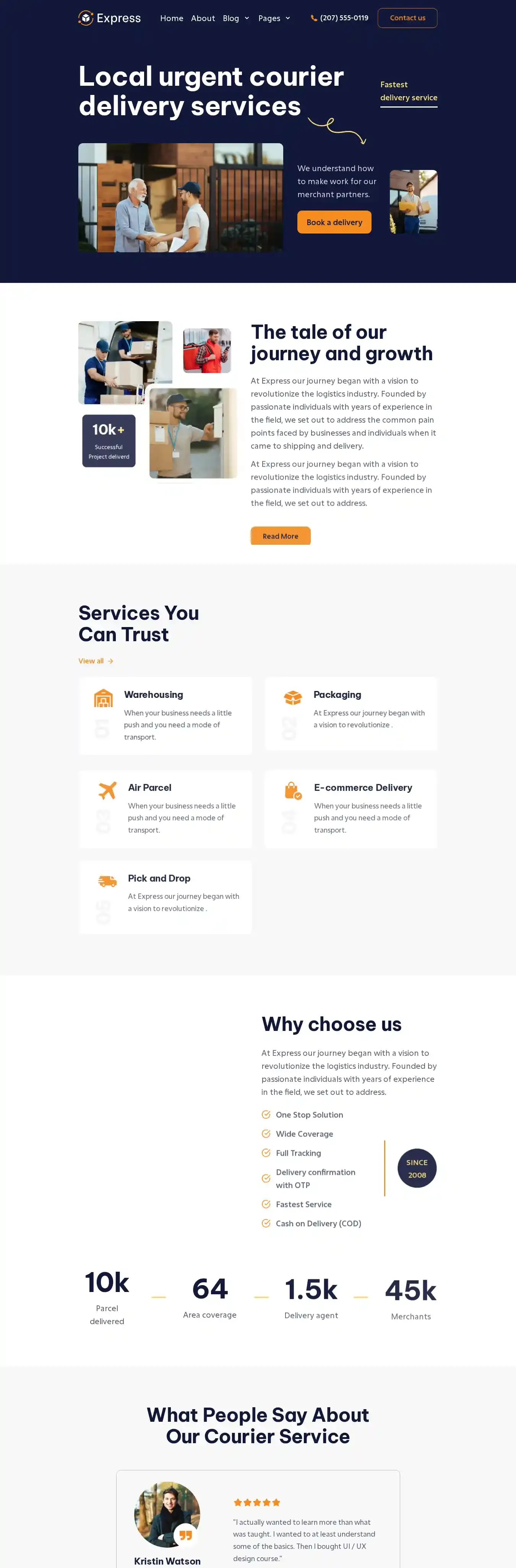 Express home page on desktop