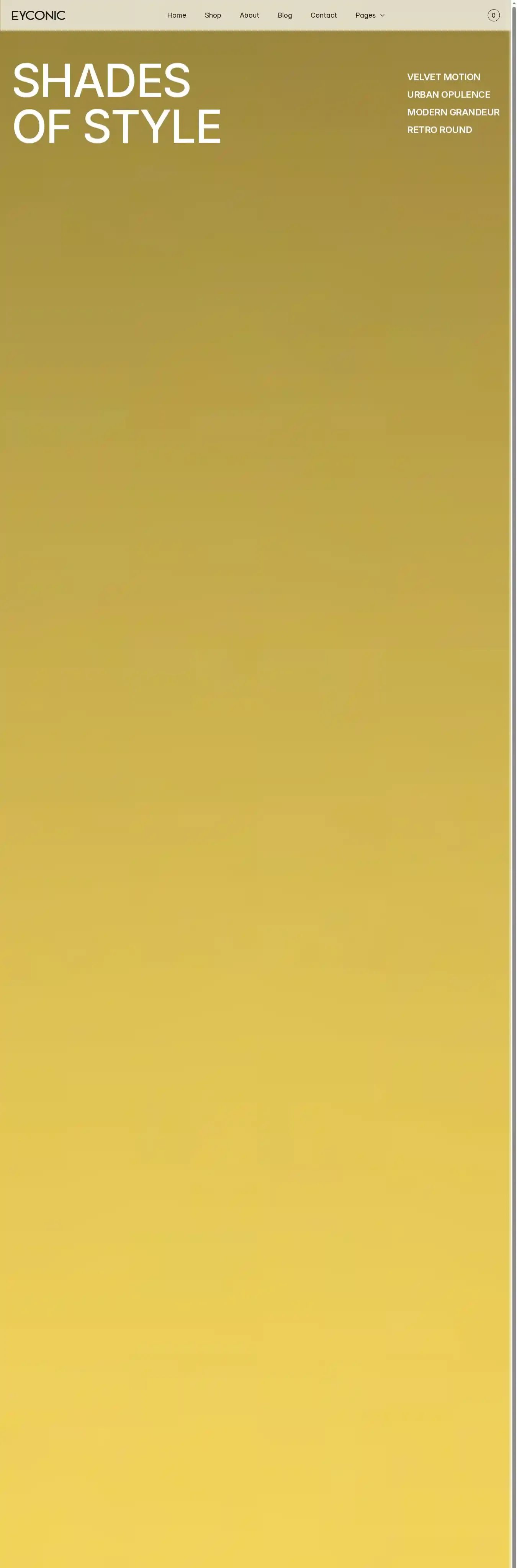 Eyeconic home page on desktop
