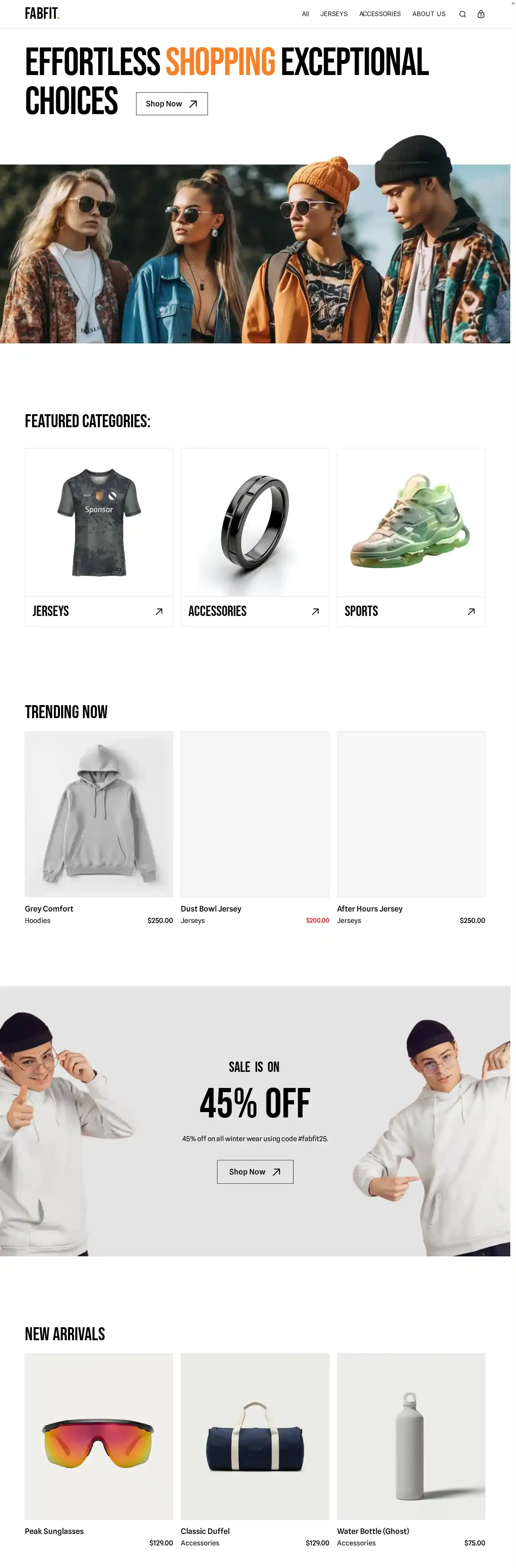 FabFit home page on desktop