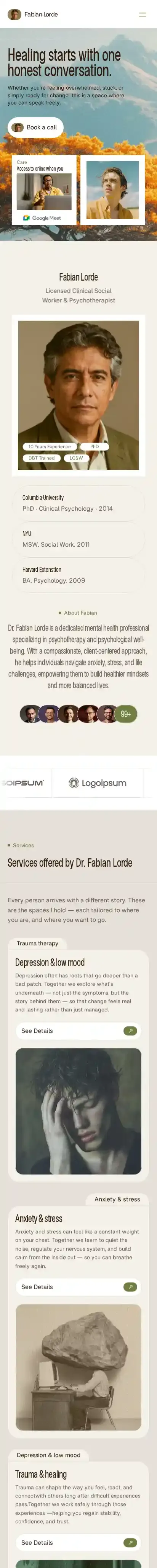 Fabian Lorde home page on mobile