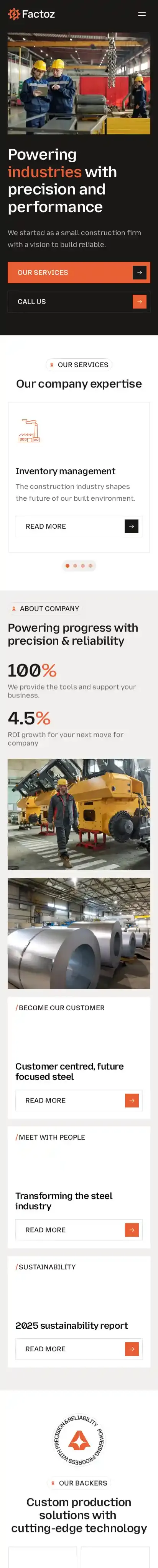 Factoz home page on mobile