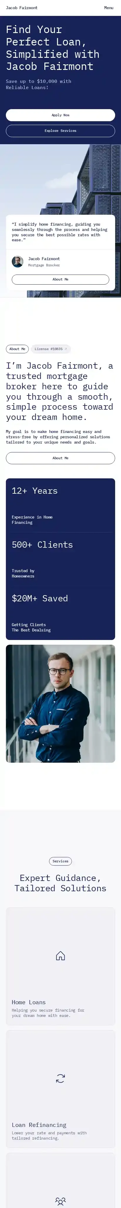 Fairmont home page on mobile