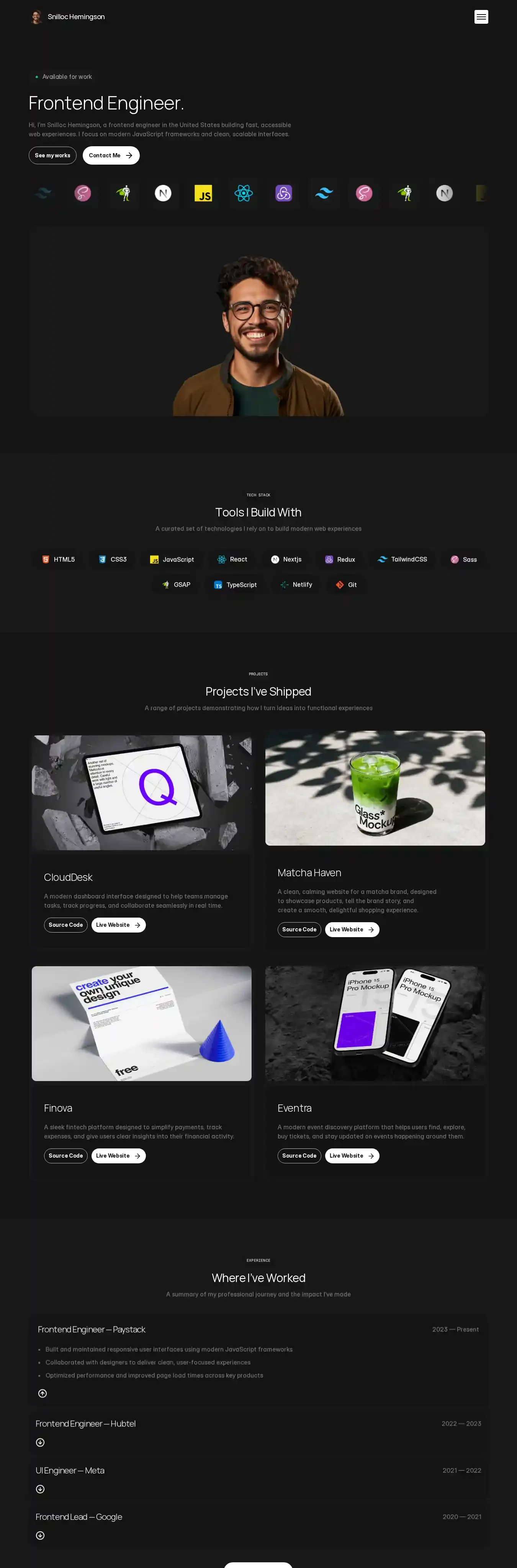 Frontendly home page on desktop