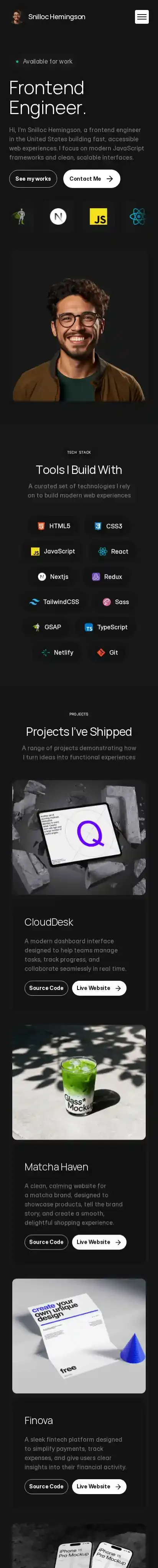 Frontendly home page on mobile