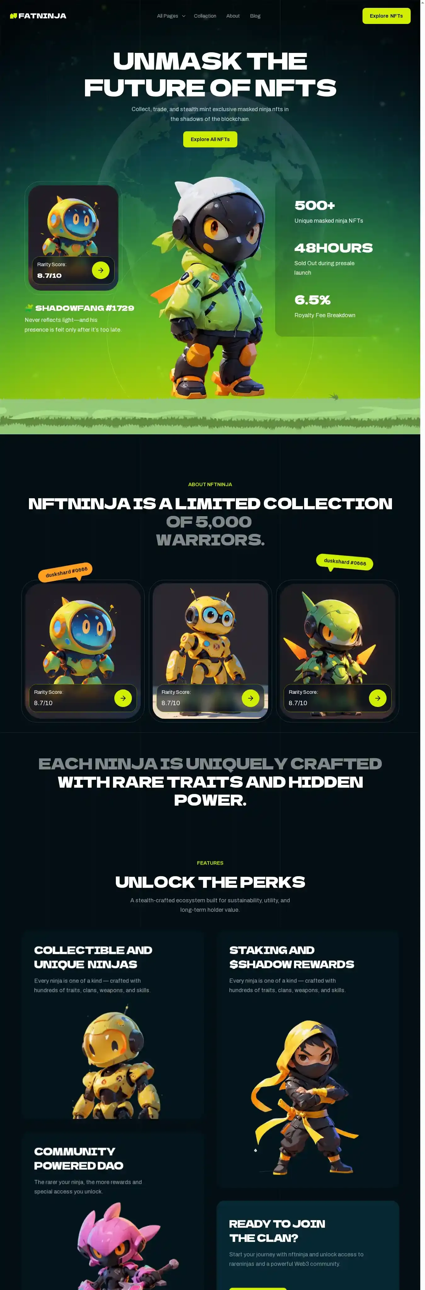 FatNinja home page on desktop