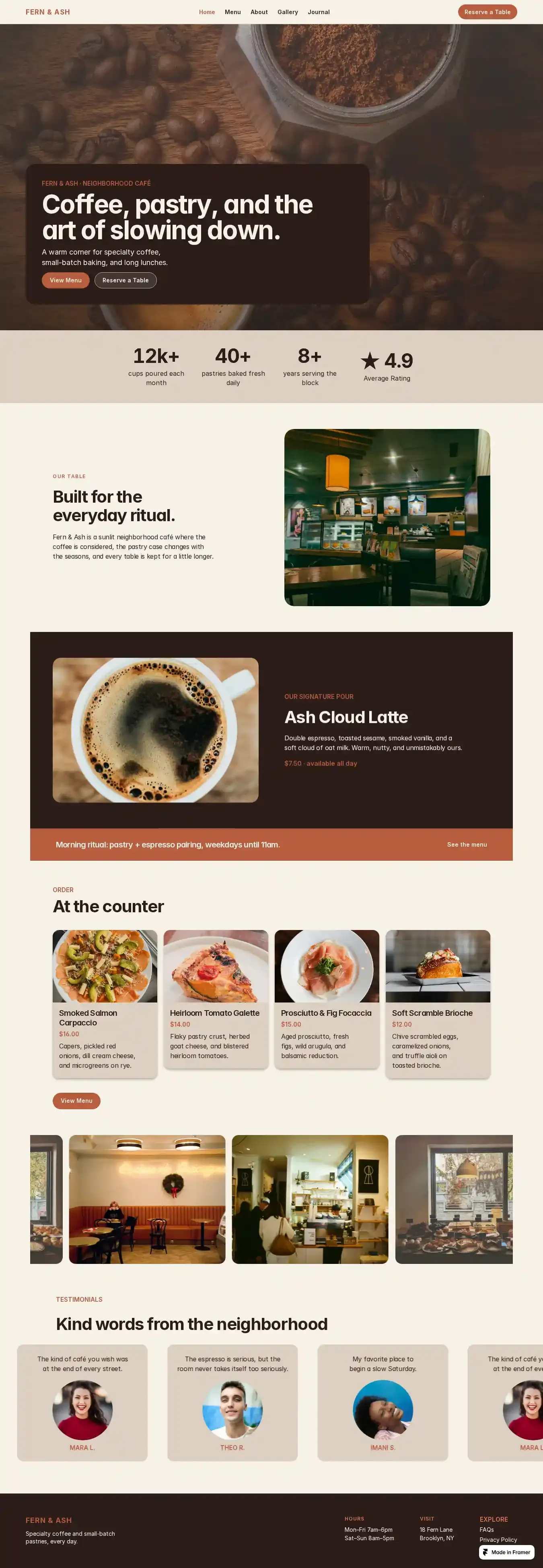 Fern & Ash home page on desktop