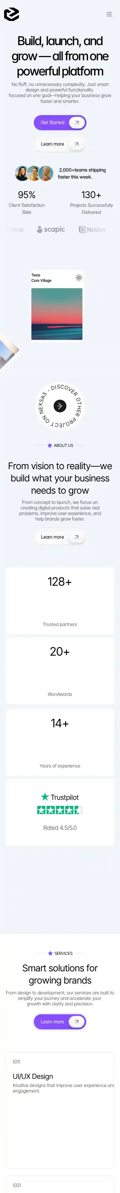Ferro Studio home page on mobile