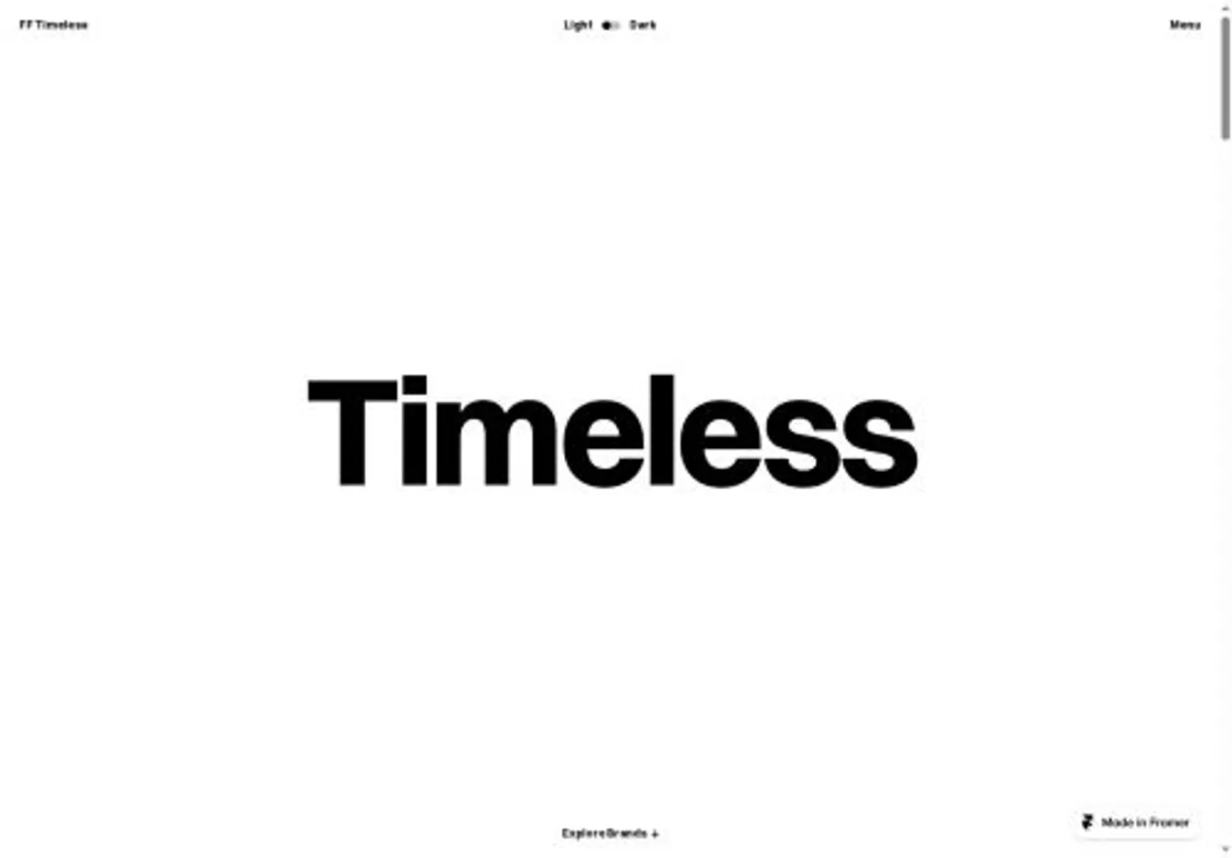 FF Timeless home page on desktop