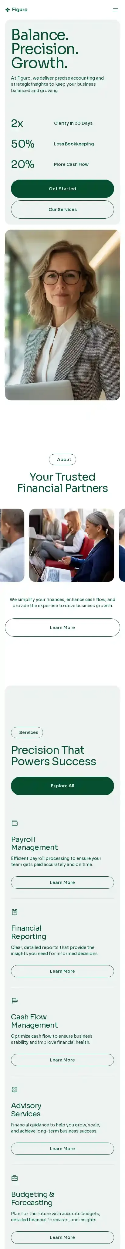 Figuro home page on mobile