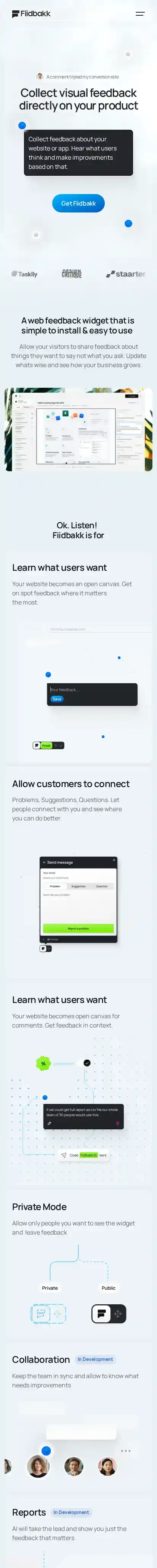 Fiidbakk home page on mobile
