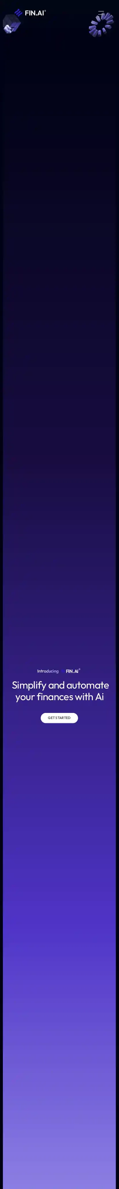 FinAI home page on mobile