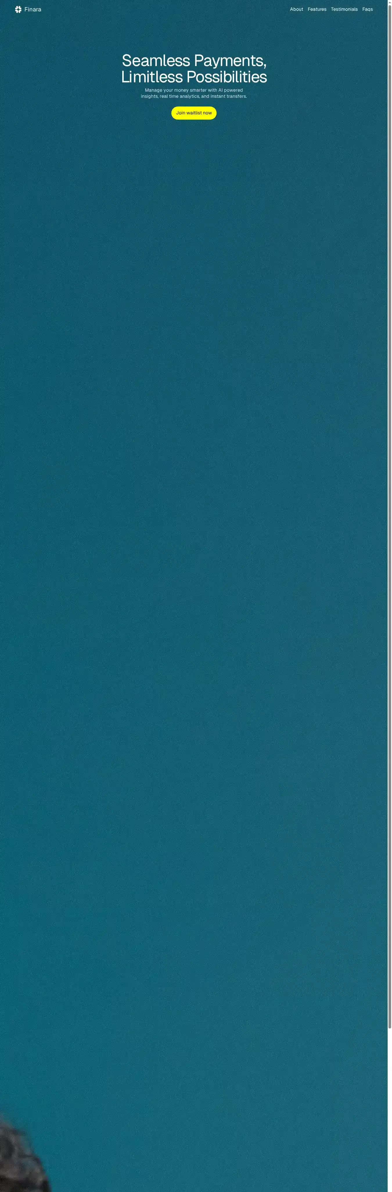 Finara home page on desktop