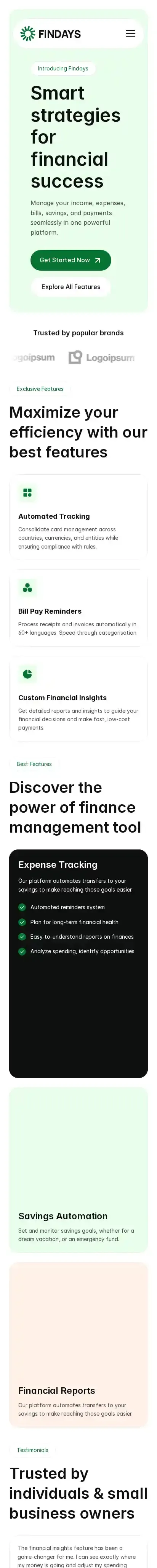 Saadays home page on mobile