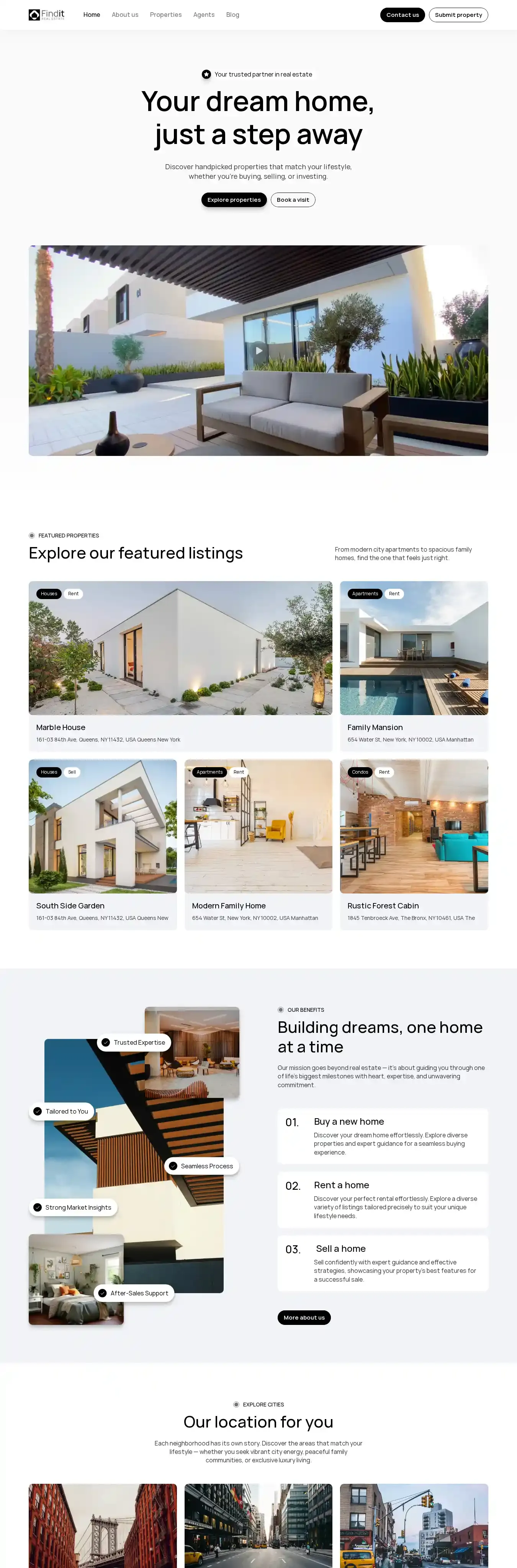 Findit home page on desktop