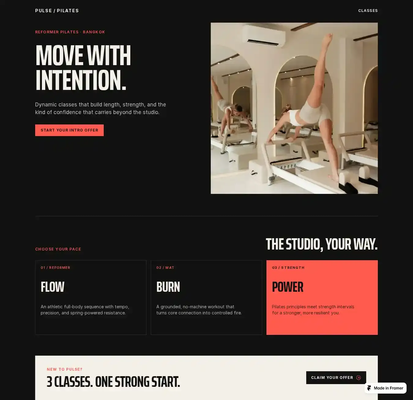 Finefit home page on desktop