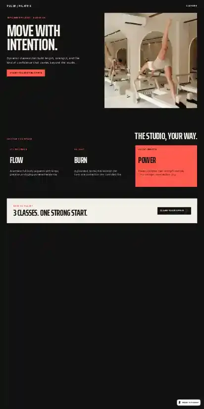 Finefit home page on mobile