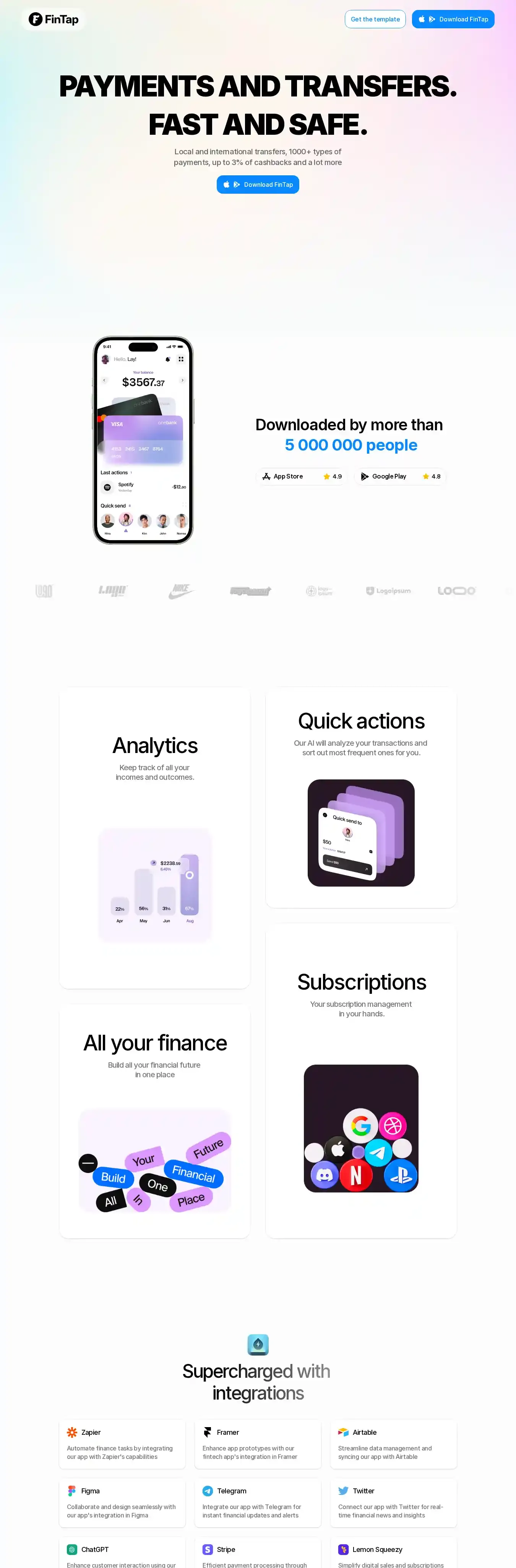 FinTap home page on desktop