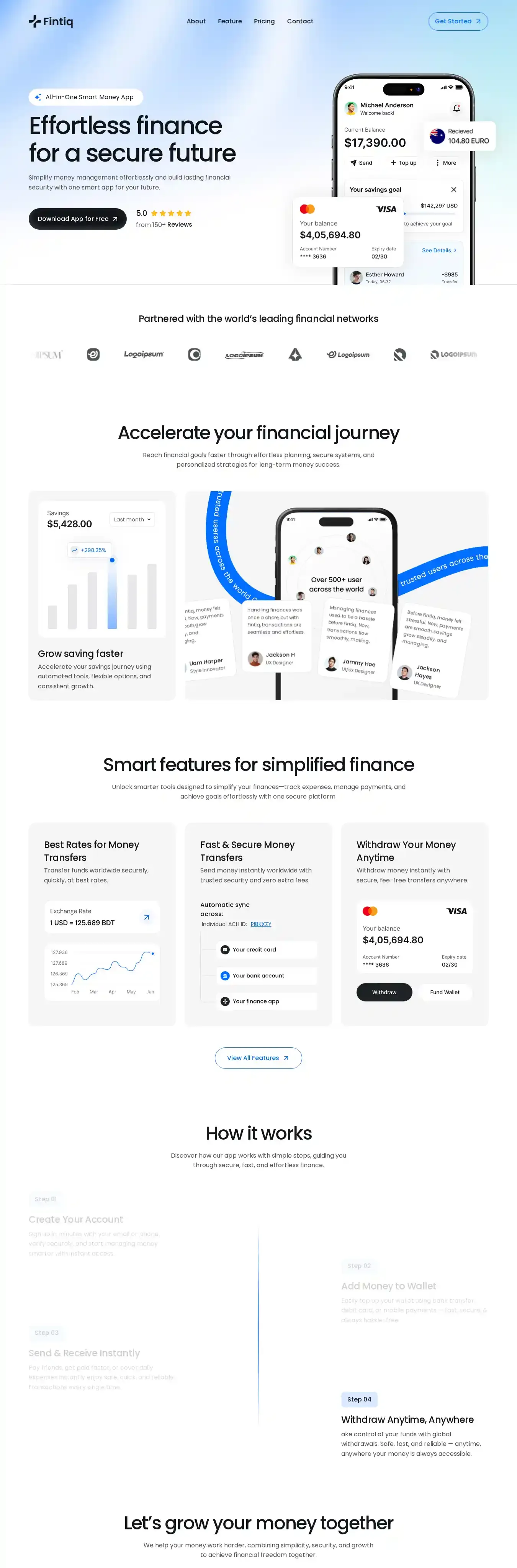 Fintiq home page on desktop