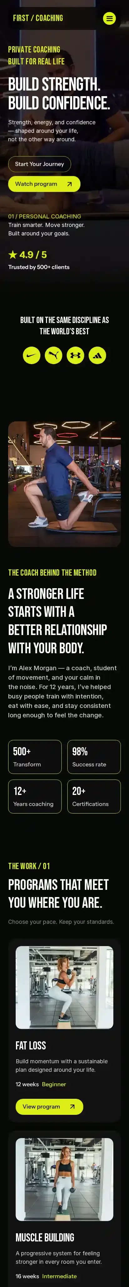 First / Transform home page on mobile