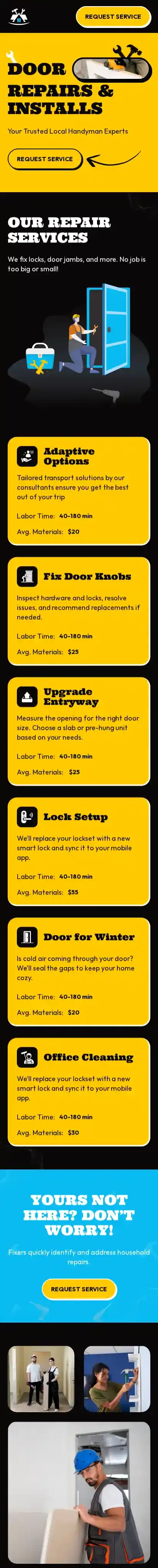 Fixer home page on mobile