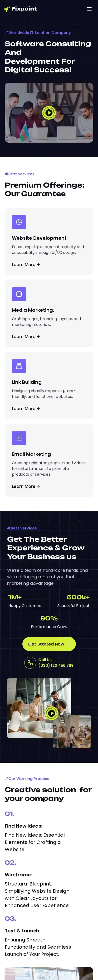 Fixpoint home page on mobile