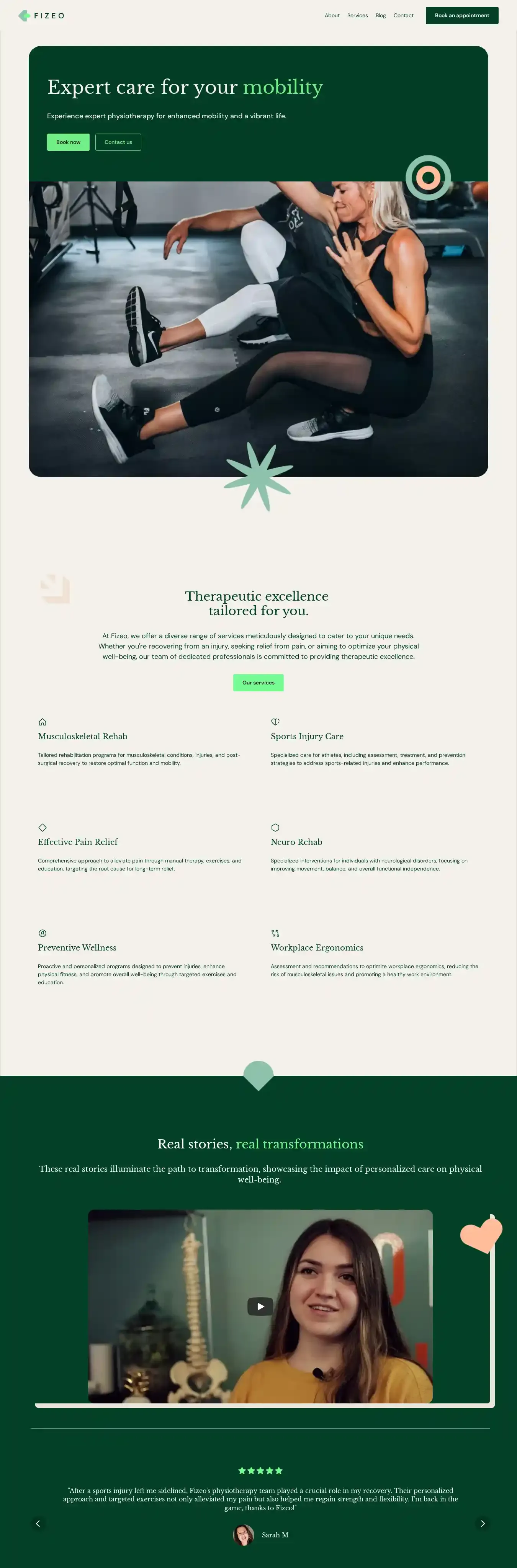 Fizeo home page on desktop