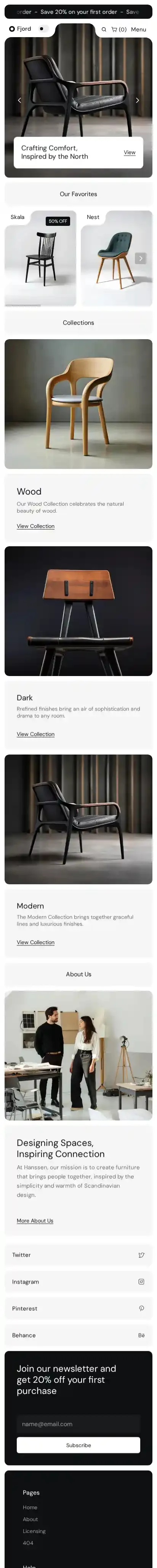 Fjord home page on mobile
