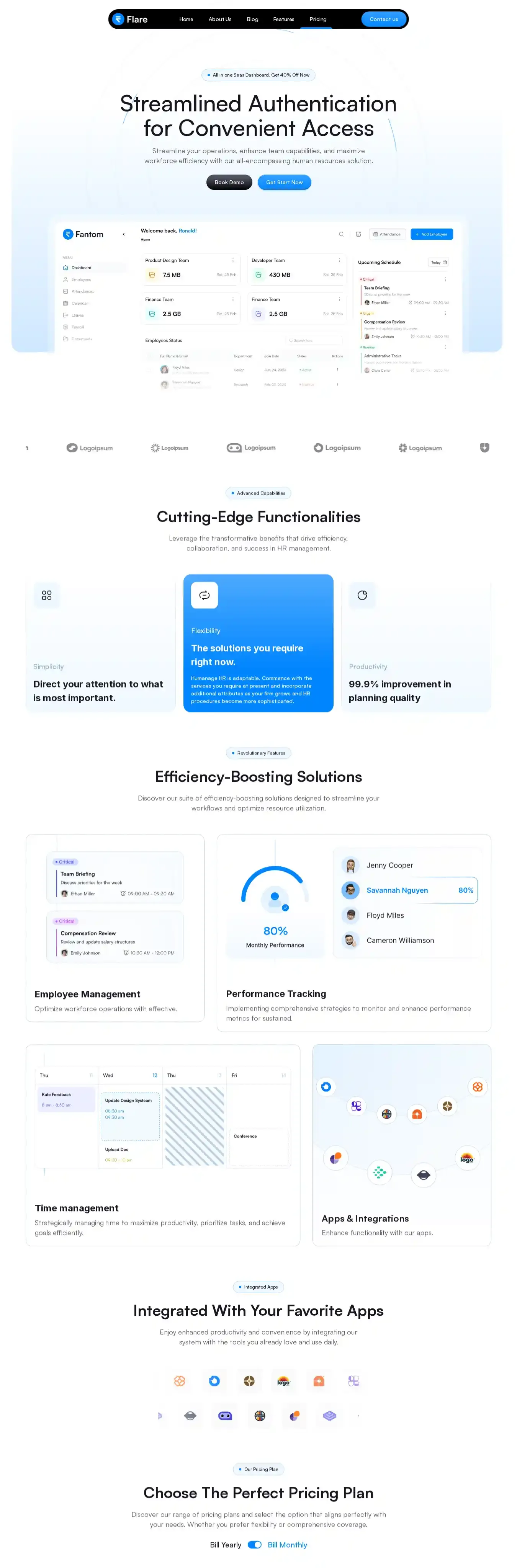Flare home page on desktop