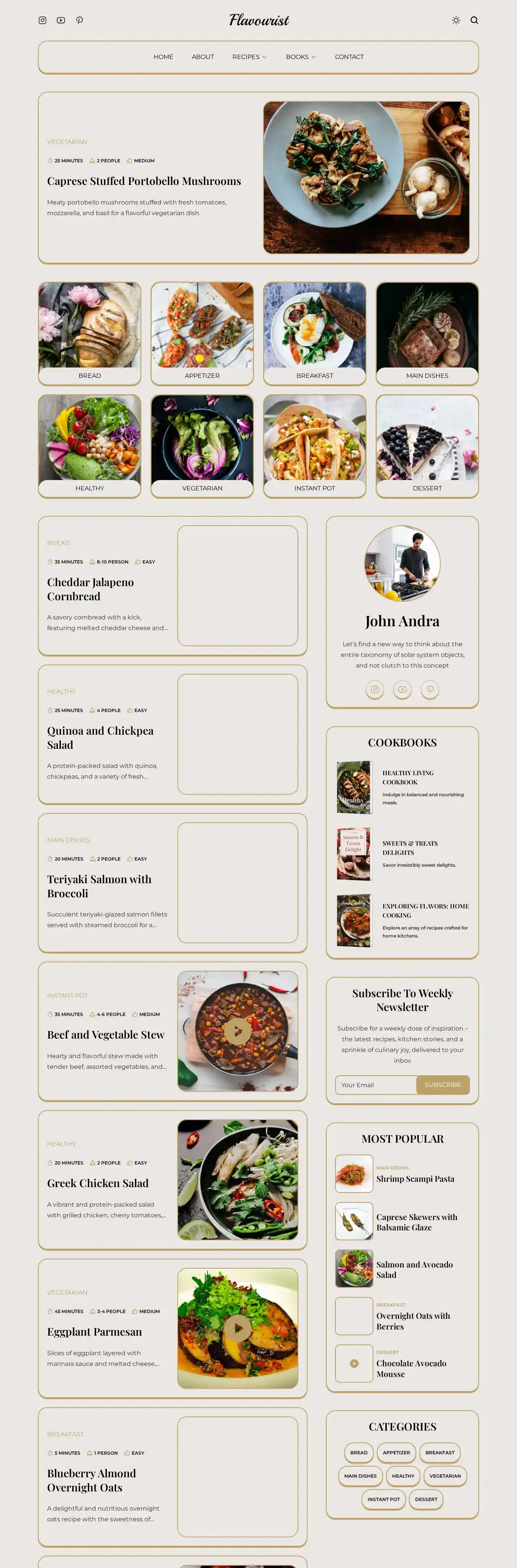 Flavourist home page on desktop